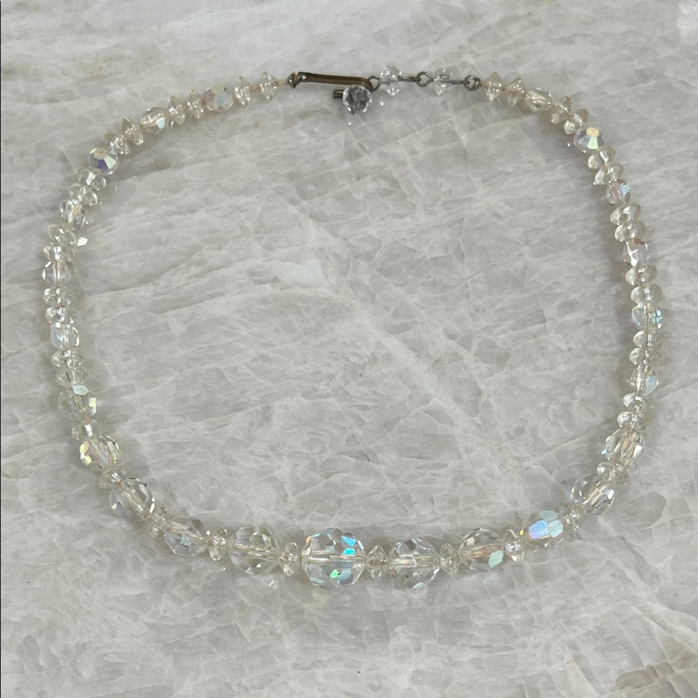 vintage aurora borealis crystal choker necklace
